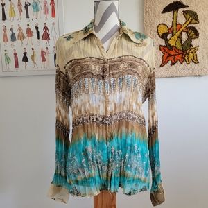 Claudia Richard | Y2K Vintage Boho Button-Down Blouse